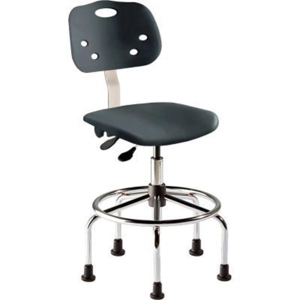 Biofit BioFit Antimicrobial Stool w/Glides, 24"-31" Seat Ht, Black Plastic- Chrome Steel - ArmorSeat Series GGS-H-HG-T-XF-XA-C-BLK